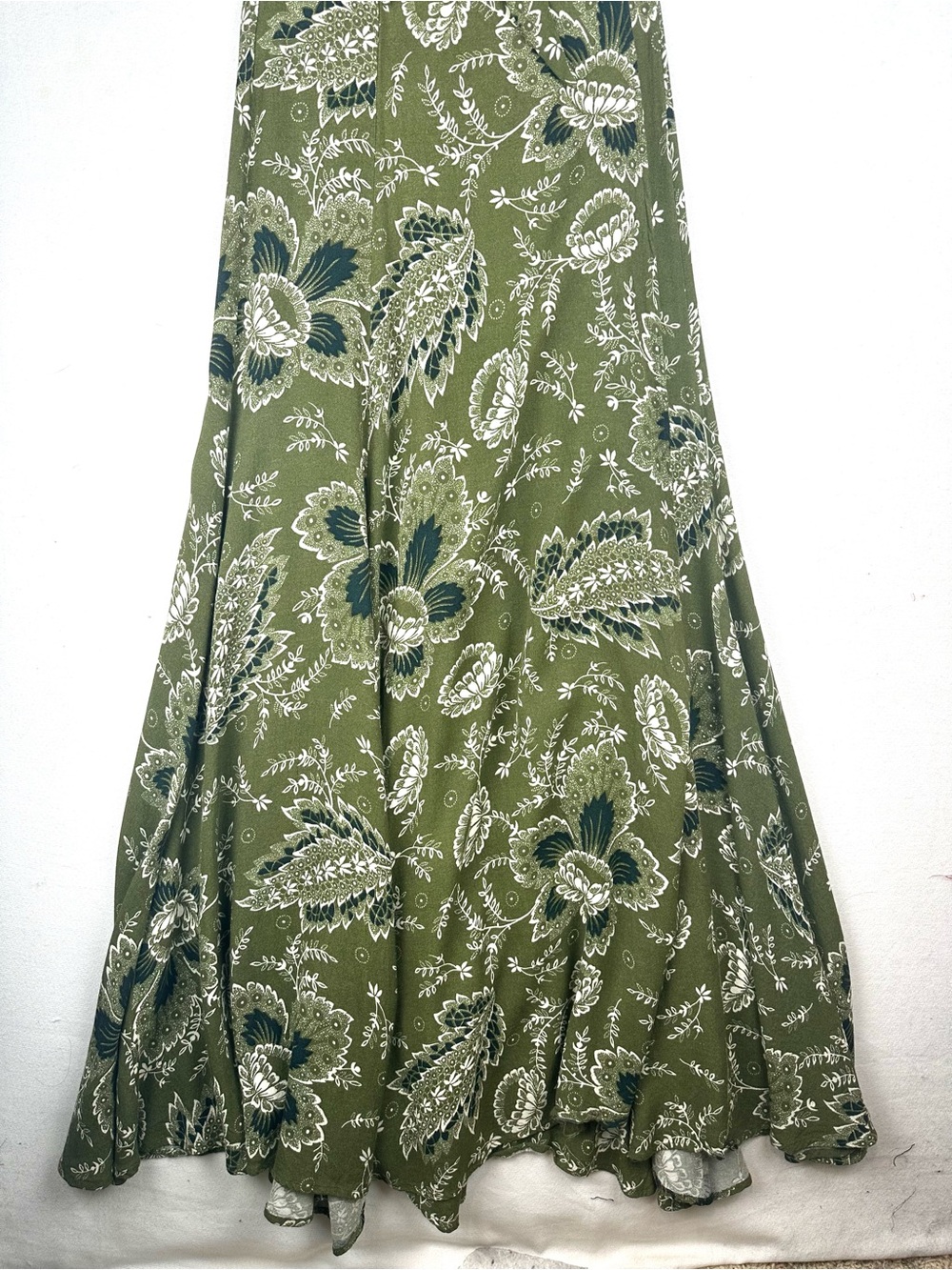 Reformation Dark Green Paisley Tie-Front Maxi Dress - Picture 5 of 11